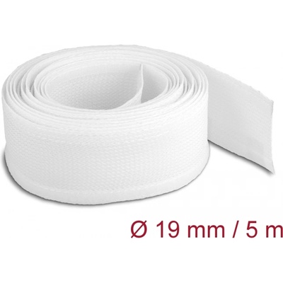 Delock Оплетен кабелен чорап с велкро 5 m x 19 mm бял (20817)