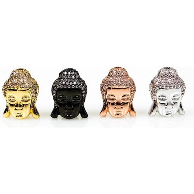 Zlacený Buddha 24K s kubickými zirkony - různá provedení - 15 x 11 x 8 mm - 1 ks Barva: Zlatá