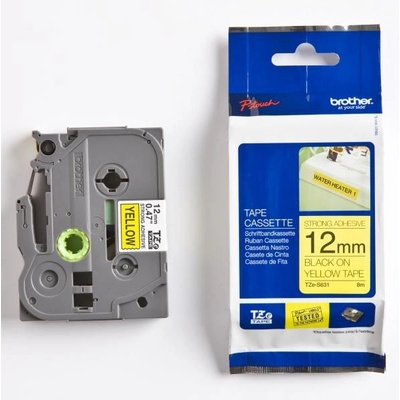 Páska do štítkovače Brother TZ-S631, 12mm, černý tisk/žlutý podklad, originál