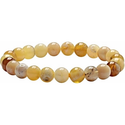 Nefertitis Opál žlutý náramek z korálků 8 mm NF59238 obvod cca 16 až 21 cm