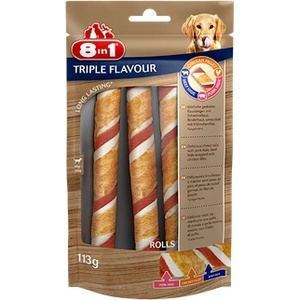 8in1 TRIPLE FLAVOUR ролки лакомство - месна ролка 113 г