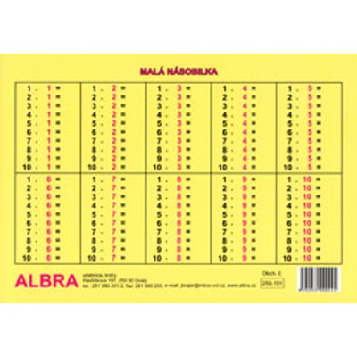 Malá násobilka - tabulka lamino A5