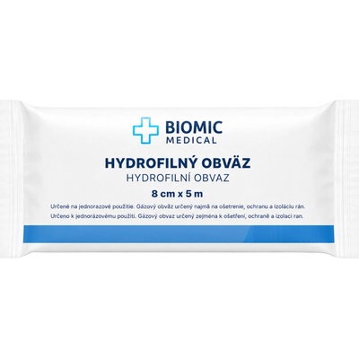 BIOMIC Sterilný obväz 8 cm x 5 m 1ks