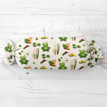 Biante vankúš valec bonbon Sandra SA-609 Žabky a slimáky na bielom 15x80