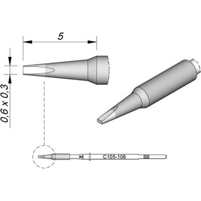 JBC Tools C115108 pájecí hrot dlátový, rovný Velikost hrotů 0.3 mm Obsah 1 ks