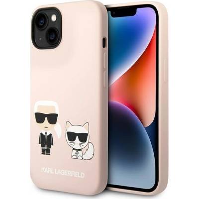 KARL LAGERFELD Кейс Karl Lagerfeld KLHMP14SSSKCI за iPhone 14 6.1"", твърд, светлорозов / светлорозов Silicone Karl&Choupette, съвместим с MagSafe