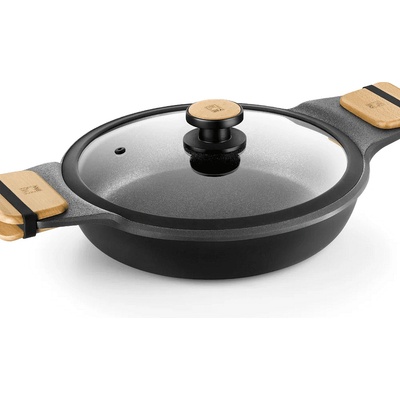 BRA Плитка индукционна тенджера (тава) BRA MARKET с незалепващо покритие и капак - Ø32 x h8 см (BRA 790532)