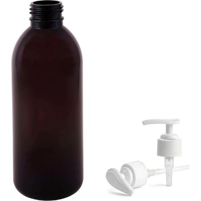 Tera Plastová lahvička hnědá s bílou pumpičkou 300 ml