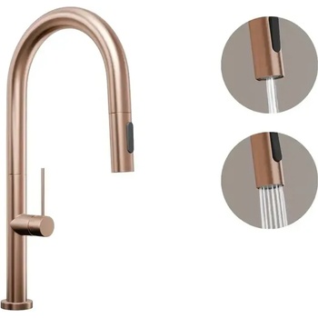 Твоят Стил - Кухненски Мивки Меден смесител за кухня с изтегляща глава, 2 режима на струя - 9020