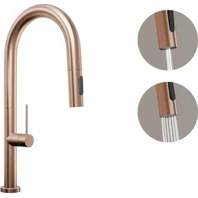 Твоят Стил - Кухненски Мивки Меден смесител за кухня с изтегляща глава, 2 режима на струя - 9020