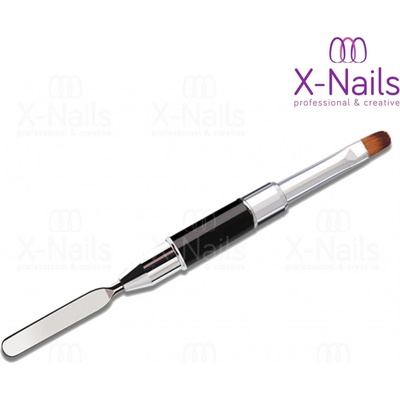 X-nails štětec na polygel + špachtle 2v1 přírodní vlas Poly černý