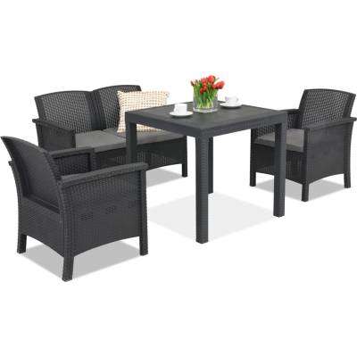 BICA Градински комплект от полиратан Venezia Dallas Apetito 4 антрацит Bica (BCDVENAP4ANT)