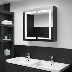 vidaXL LED шкаф с огледало за баня, 80x12, 2x68 см (325545)