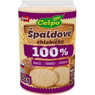 Druid 100% Natural extra jemné celozrnné chlebíčky špaldové 80 g