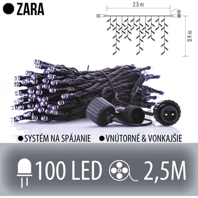 EMOS ZARA spojovateľná LED svetelná záclona vonkajšia 100LED 2,5M Studená biela