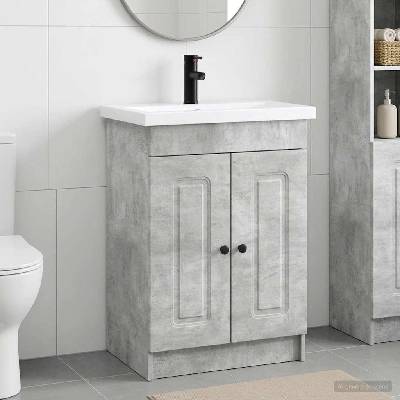 vidaXL Комплект мебели за баня Бетонно сиво 56 x 37, 5 x 81 см (3404167)