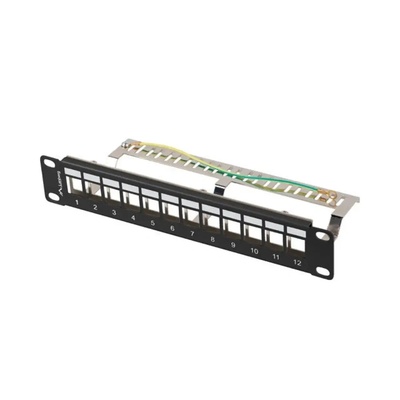 Lanberg patch panel blank 12 port 1U 10" ftp for keystone modules black v2 (ppks-9212-b)