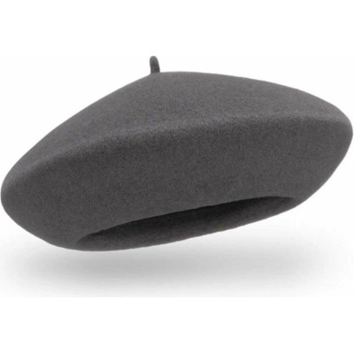 TONAK Tmavě šedý baret FLORA 100% vlna WOOLMARK