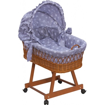 Scarlet Proutěný košík na miminko s boudičkou hvězdička šedá