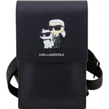Karl Lagerfeld Saffiano Metal Logo NFT univerzálna taška iPhone - čierne