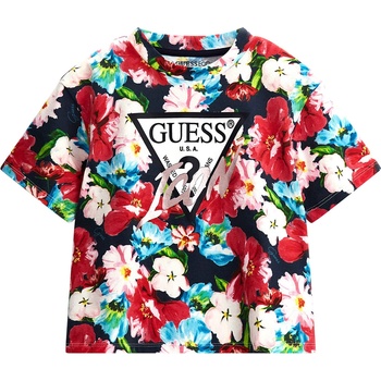 Image 1 of GUESS Къса тениска за момиче покрита с цветя и с лого Guess