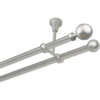 OK-GarnýžeCZ Garnýž kovová dvouřadá 16mm Kalisto satina 130 cm do stropu / na tunýlek - bez kroužků