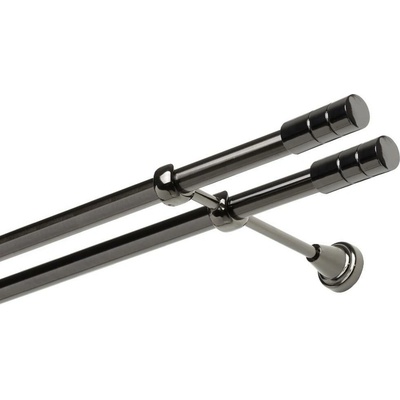 OK-GarnýžeCZ - Garnýž kovová dvouřadá 19mm Cylinder double onyx 300 cm do stěny / na tunýlek - bez kroužků