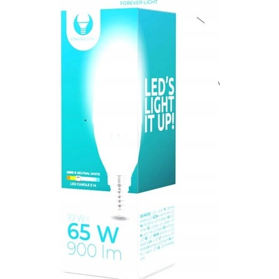 Forever Light LED žárovka E14, 10W, 900lm, svíčka, Neutrální bílá 4500K