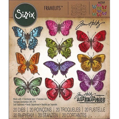 Sizzix Framelits vyřezávací šablony 20 ks motýli – Sleviste.cz