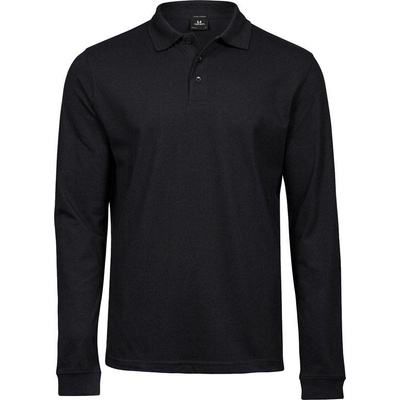Tee Jays 1406 pánske elastické polo tričko s dlhým rukávom čierne