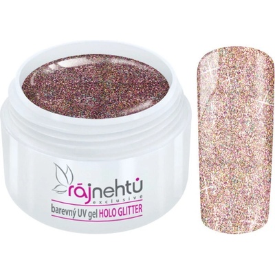Ráj nehtů Barevný UV gel Holo Glitter Red 5 ml