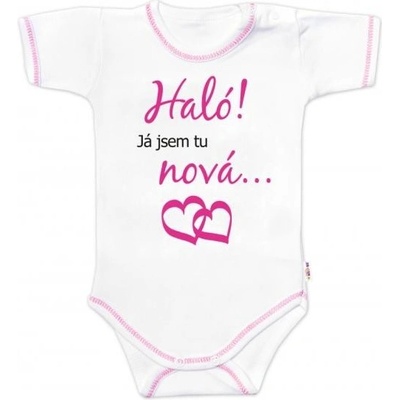 Body krátky rukáv s vtipným textom Baby Nellys Haló! Já jsem tu nová holka