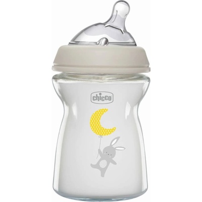 Chicco fľaša dojčenská sklo Natural Feeling neutral sivá 250 ml