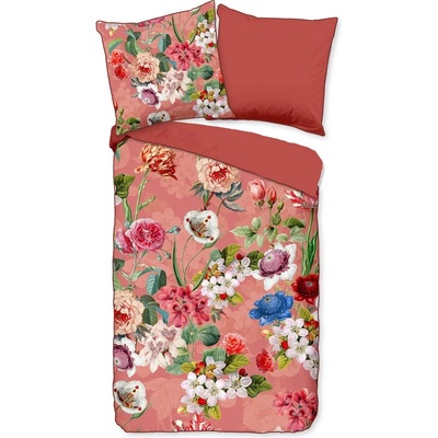 Descanso Оранжево спално бельо от органичен памук за двойно легло Flowery, 200 x 220 cm Organic - Descanso (30113.87.02)