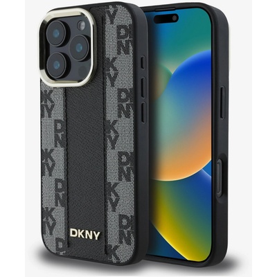 DKNY PU кожа с кариран модел Magsafe заден капак за iPhone 16 Pro Max Black DKNY | Lilav | МЪЖЕ | UNI