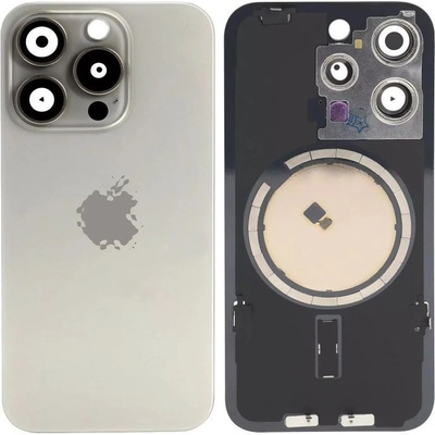 Kryt Apple iPhone 15 Pro Sklo Zadního Housingu + Sklíčko Kamery + Kovová Destička + Magsafe Magnet Natural Titanium – Hledejceny.cz