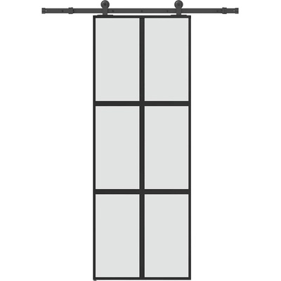 vidaXL Плъзгаща се врата с обков 76x205 см Закалено стъкло&Алуминий (3332959)