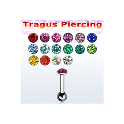 Piercingate činka do ucha s krystaly PNC00141 červená