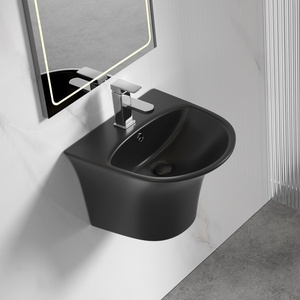 Inter Ceramic Порцеланов умивалник с полуконзола АРЕС-ТОНДО 4746mb, черен мат (4746mb)