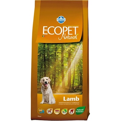 Farmina ECOPET NATURAL ADULT LAMB - пълноценна суха храна за кучета в зряла възраст от всички породи с агнешко - 12 кг, Farmina Италия - PEP120003S