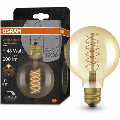 Osram zlatá stmievateľná LED žiarovka E27 7 W VINTAGE, teplá biela 4058075761636