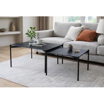 ЕВРОМАР Комплект холни маси eliza черен мрамор / черно