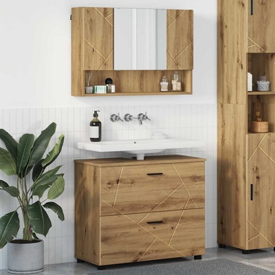 vidaXL Комплект мебели за баня 2 бр. Дъб 76, 5 x 35 x 64 см (3393022)