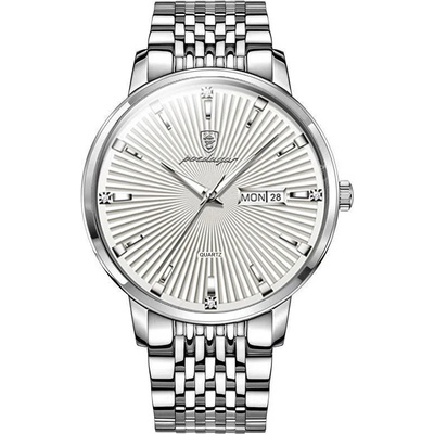 Poedagar Мъжки часовник Poedagar CS1412, неръждаема стомана, сребрист, бял циферблат (CS1412)