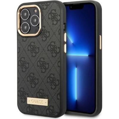 GUESS Guess GUHMP13LU4GPRK 4G Logo Plate MagSafe калъф за Apple iPhone 13 Pro, Черен (GUE2071)