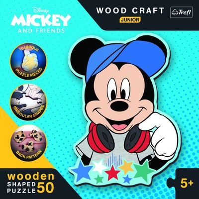 TREFL Wood Craft Junior Ve světě Mickeho Mouse 50 dielov
