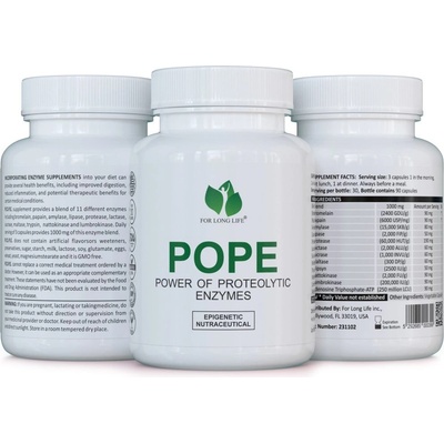 For long life - Balíček 3x (POPE) POWER OF PROTEOLYTIC ENZYMES 12 enzýmov + lumbrokináza nattokináza ATP 270 kapsúl 90 dní