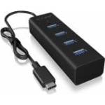 RaidSonic Icy Box USB Hub, 4 порта, USB 3.0, USB-C, Plug&Play, Алуминий, Черен