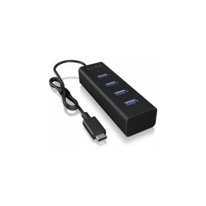 RaidSonic Icy Box USB Hub, 4 порта, USB 3.0, USB-C, Plug&Play, Алуминий, Черен