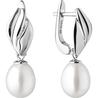 Gaura Pearls stříbrné náušnice s bílou řiční perlou Juliana stříbro SK20465EL/W Bílá